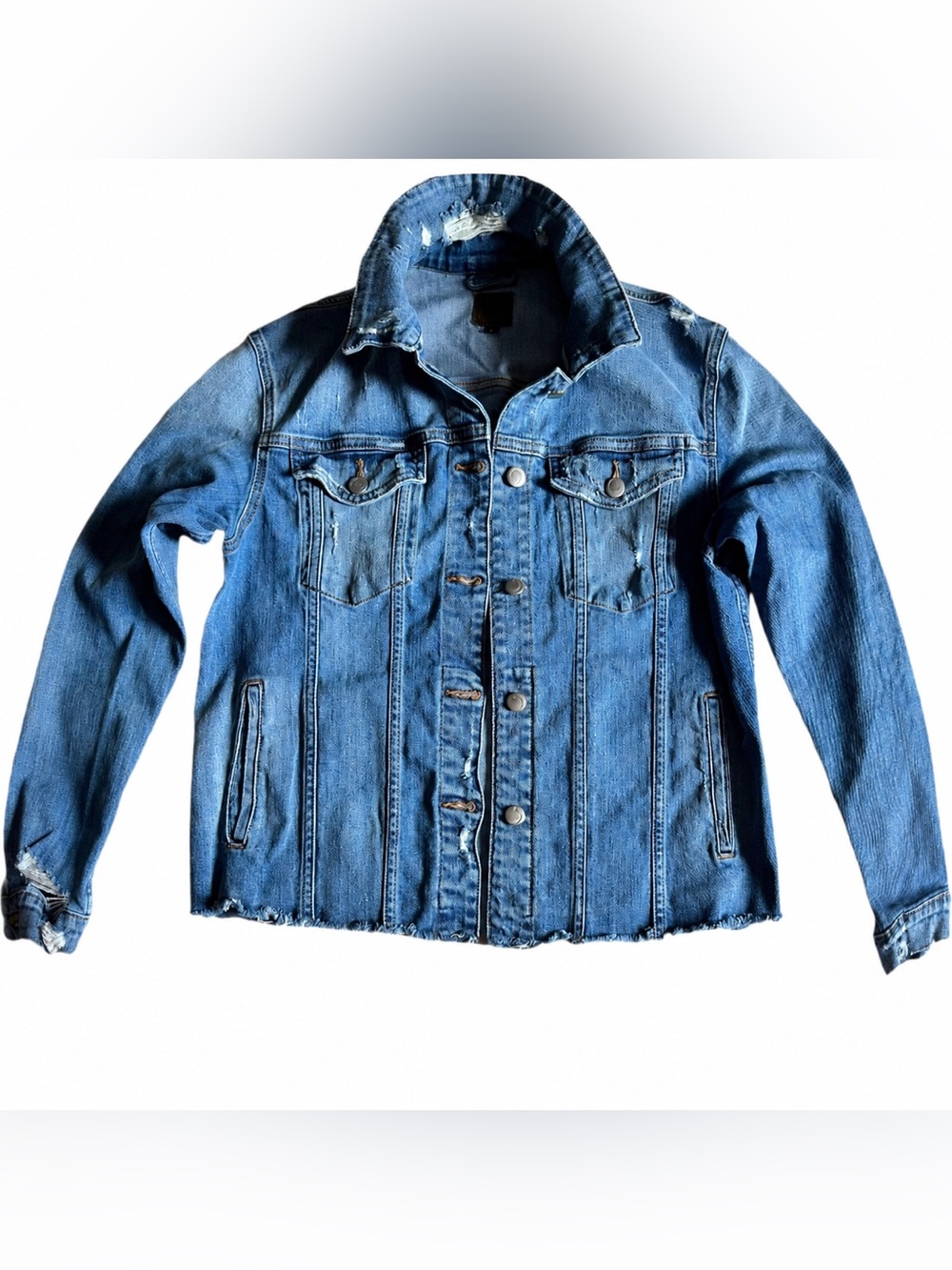 Joe’s Distressed Raw Hem Denim Jacket Women’s Size Large